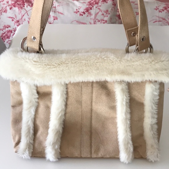 Bath & Body Works Handbags - 💕Faux Suede w/ Lt. Beige Fur Trim Handbag